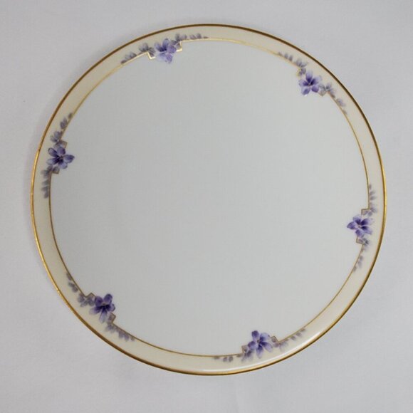 Antique Lucin Dwiht 1913 Porcelain Dinner Plate With Violet Floral & Gold Trim - Picture 1 of 11